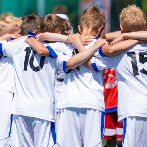 Football; soccer; handball; volleyball; match for children. shout team, football soccer game. team work